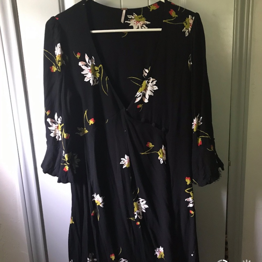 FREE PEOPLE black wrap dress
